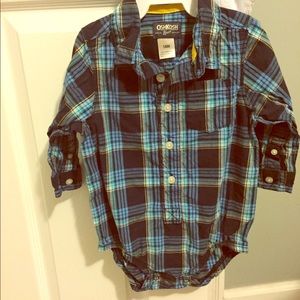 Plaid button up onesie